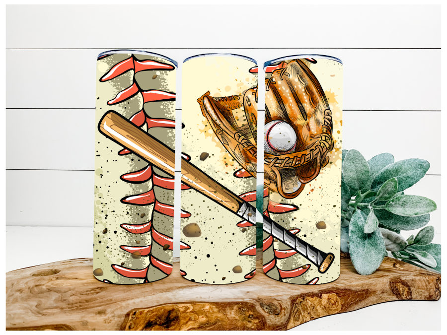 Baseball Tumbler 20 oz Skinny Tumbler - DECOETUMBLER-144