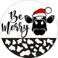 Thumbnail for Wreath Sign, Be Merry Cow, Christmas Sign, 10