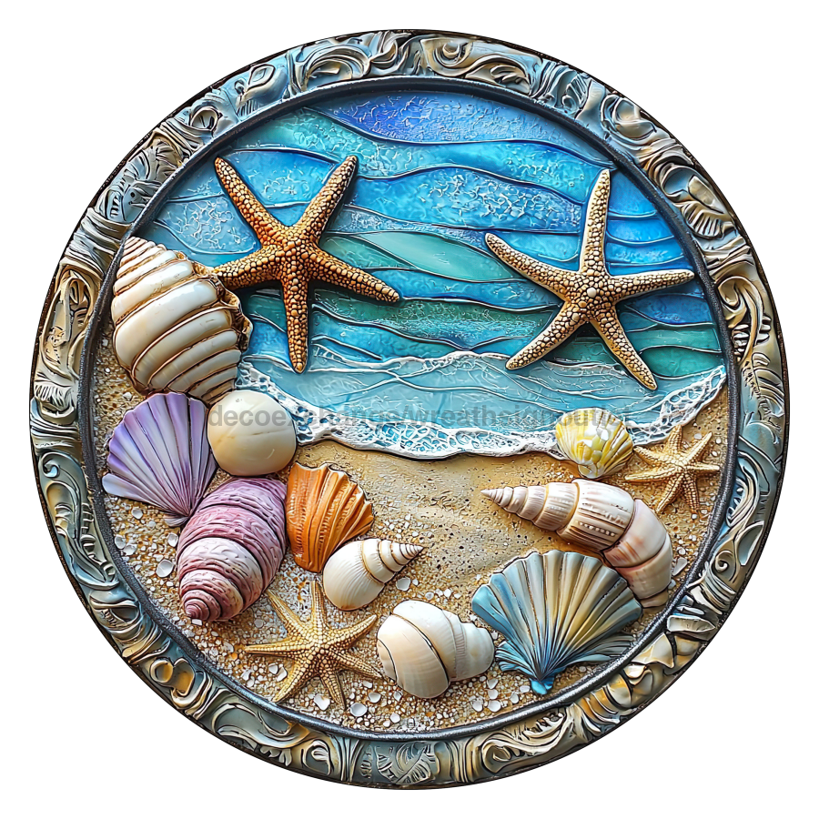 Beach 10" Wood Wreath Sign - DCO-102708-D