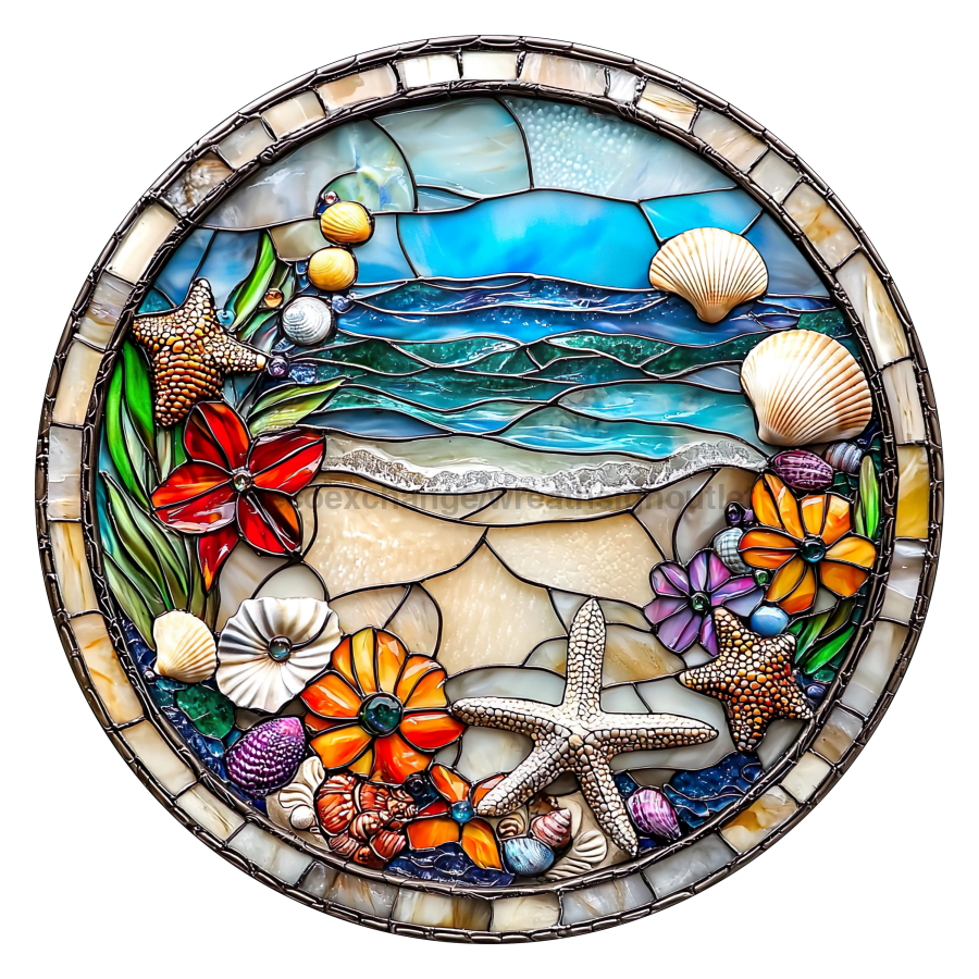 Beach 10" Wood Wreath Sign - DCO-102709-D