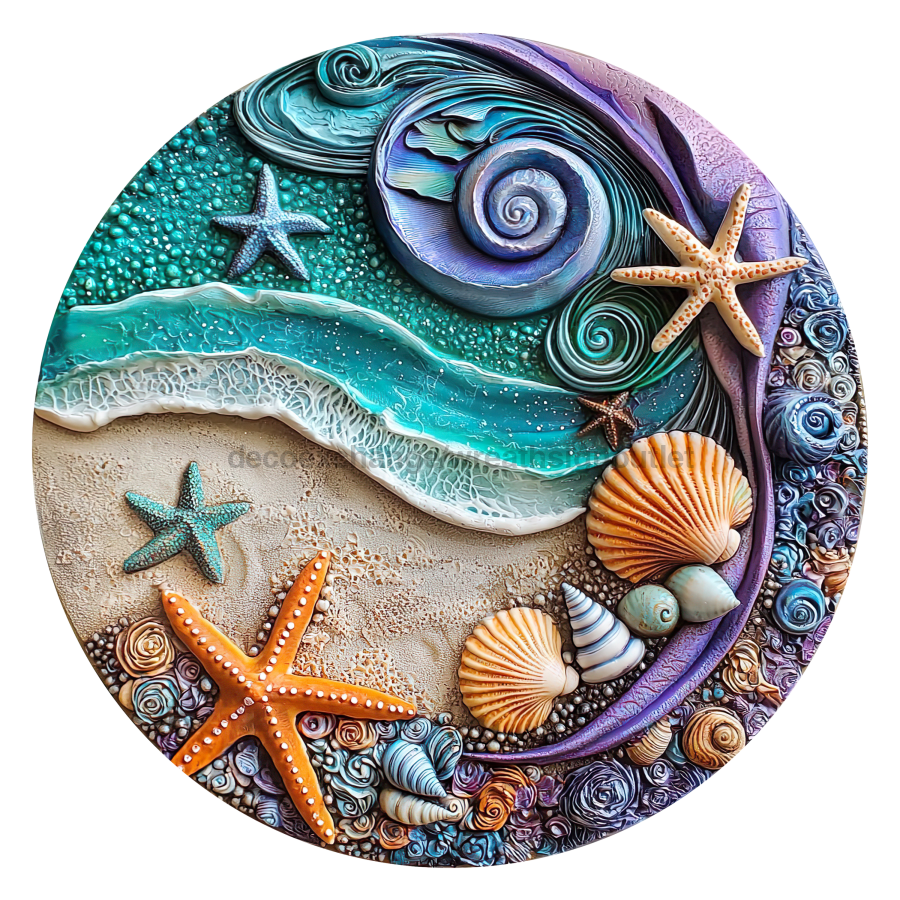 Beach 10" Wood Wreath Sign - DCO-102714-D