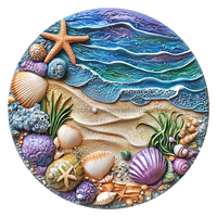 Thumbnail for Beach 10" Wood Wreath Sign - DCO-102718-D