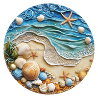 Thumbnail for Beach 10" Metal Wreath Sign - DCO-102720