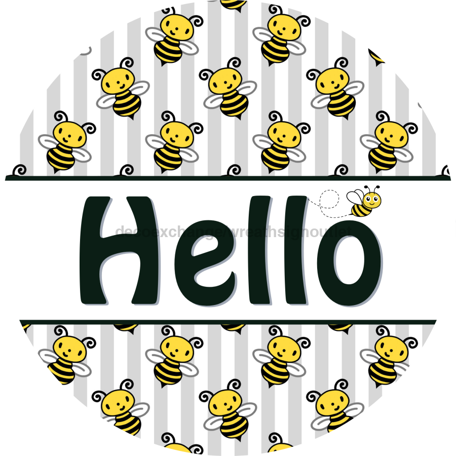 Bee Door Hanger Hello Dco - 01412 - Dh 18’ Round Wood