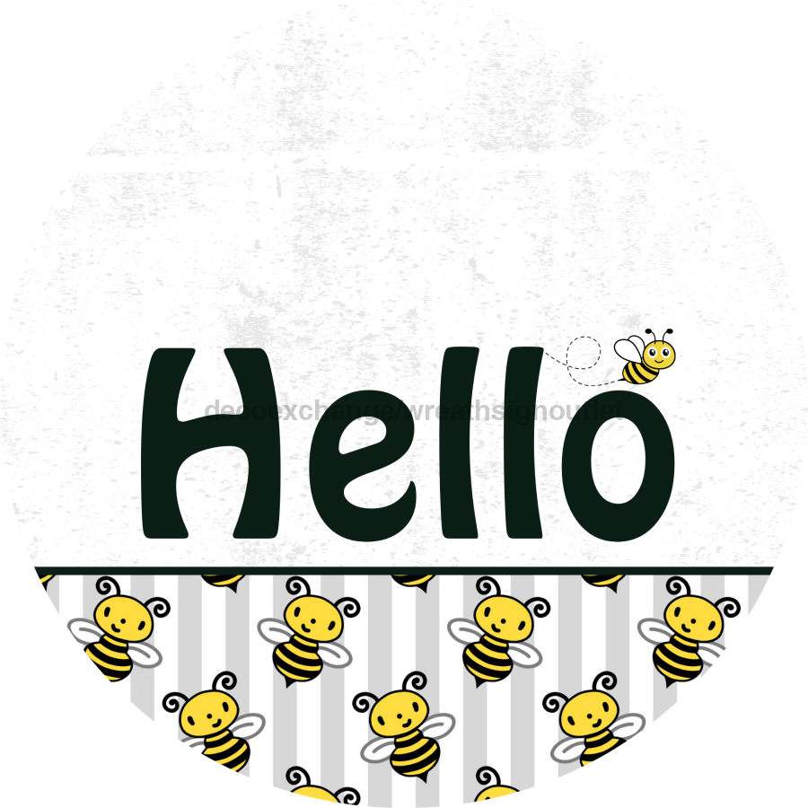 Bee Door Hanger Hello Dco-01415-Dh 18’ Round Wood