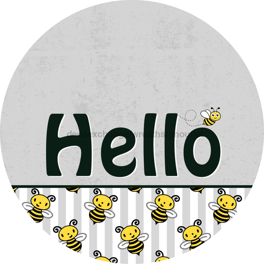 Bee Door Hanger Hello Dco-01416-Dh 18’ Round Wood