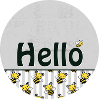 Thumbnail for Bee Door Hanger Hello Dco-01416-Dh 18’ Round Wood