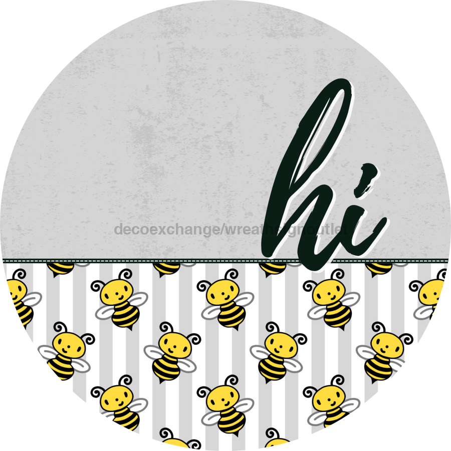 Bee Door Hanger Hello Dco-01417-Dh 18’ Round Wood