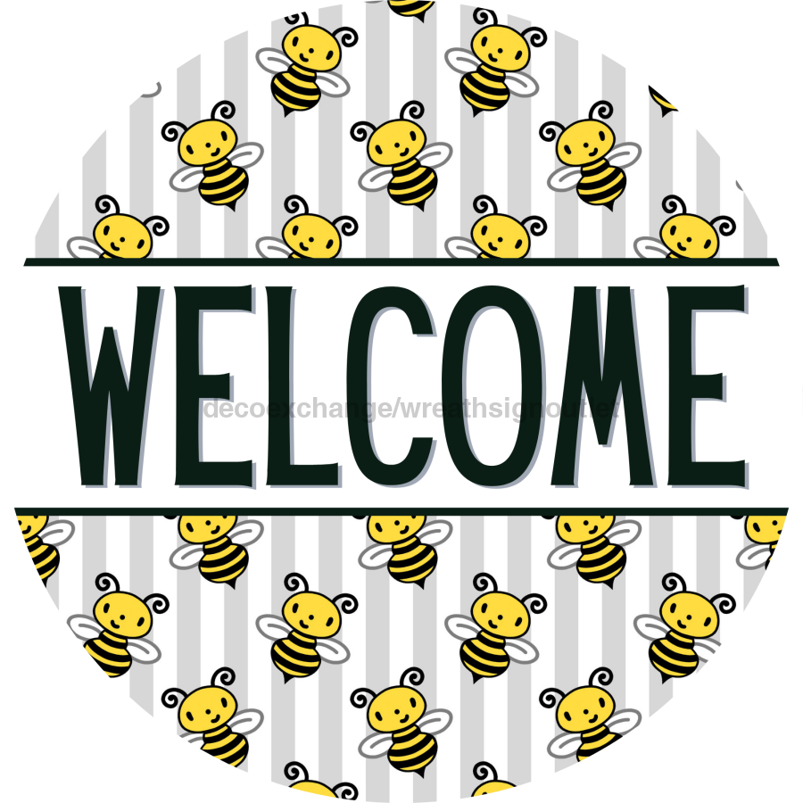 Bee Door Hanger Welcome Dco - 01391 - Dh 18’ Round Wood