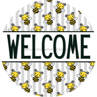 Thumbnail for Bee Door Hanger Welcome Dco - 01391 - Dh 18’ Round Wood