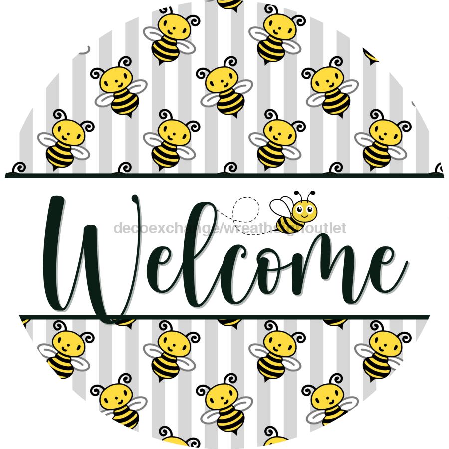 Bee Door Hanger Welcome Dco - 01411 - Dh 18’ Round Wood