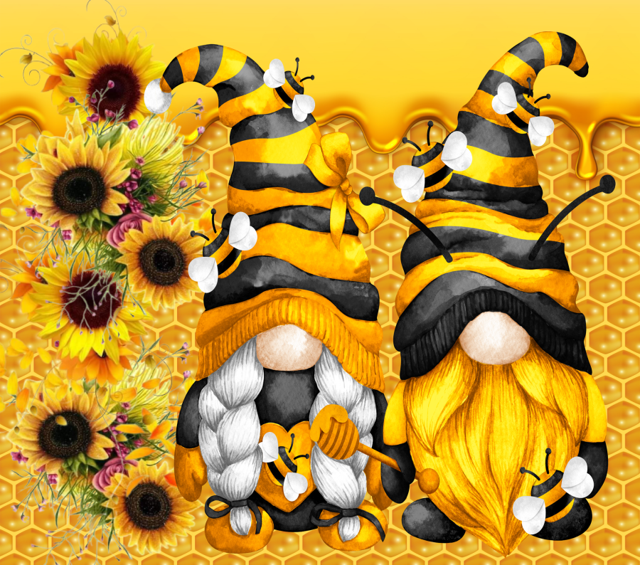 Bee Gnomes Tumbler, Sunflower and Gnomes Tumbler 20 oz Skinny Tumbler - DECOETUMBLER-227