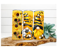 Thumbnail for Bee Gnomes Tumbler, Sunflower and Gnomes Tumbler 20 oz Skinny Tumbler - DECOETUMBLER-227
