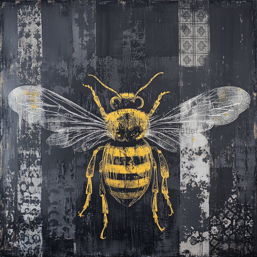 Bee Sign, DCO-13303, Sign For Wreath, 10x10" Metal Sign