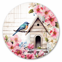 Thumbnail for Bird House Sign Spring Dco-00874 For Wreath 10 Round Metal