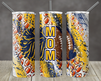 Thumbnail for Blue and Yellow Football Mom Tumbler, 20 oz Skinny Tumbler - DECOETUMBLER-330