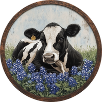 Thumbnail for Blue Bonnets and Cow Sign, DECOE-5303-D, Sign For Wreath, 10