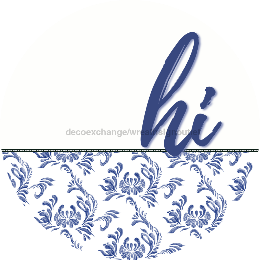 Blue Chinoiserie Door Hanger Dco-01576-Dh 18’ Round Wood