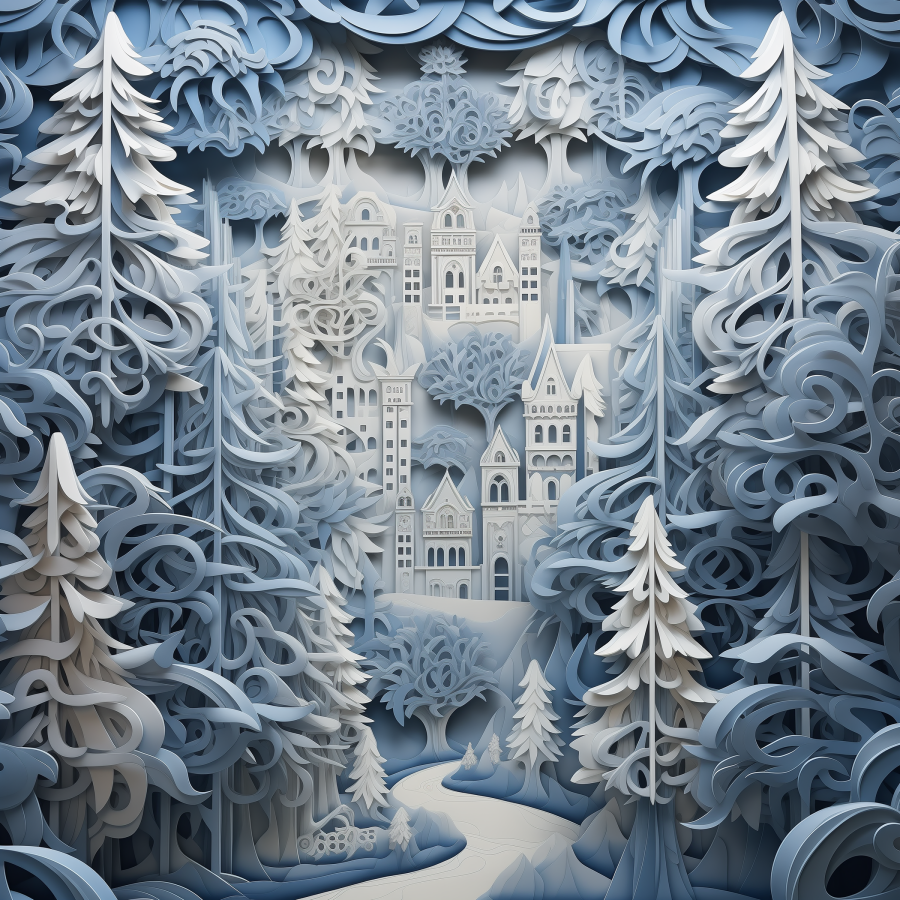 Blue Christmas 3D looking Paper Craft 10x10" Metal Wreath Sign - DECOE-4791
