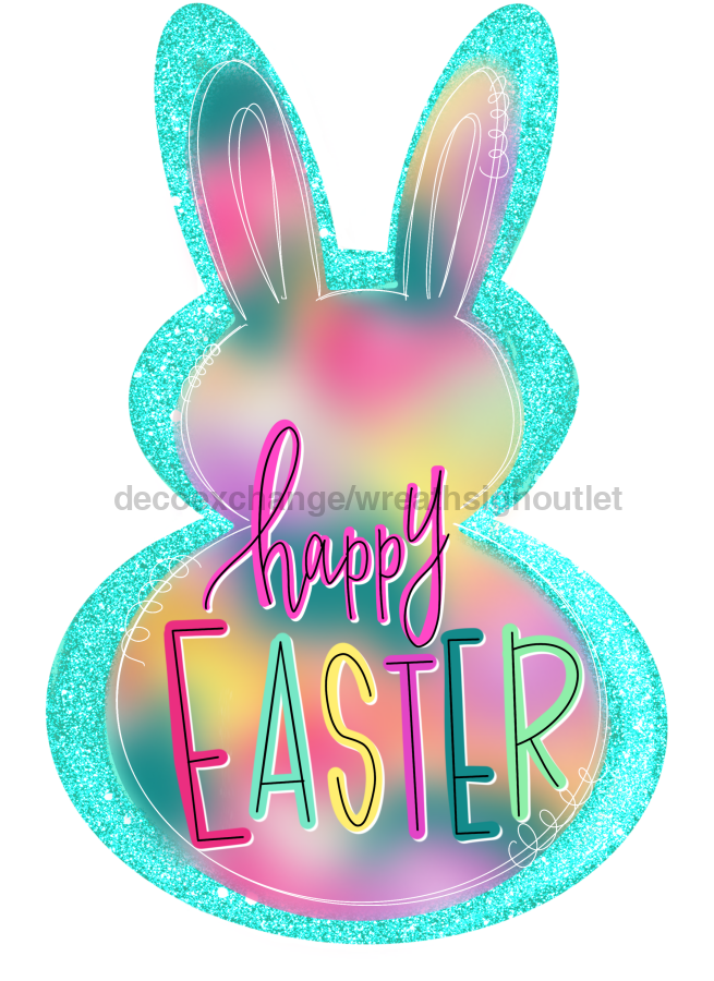 Blue Easter Bunny 22" Wood Door Hanger - TWW-W-0009-DH