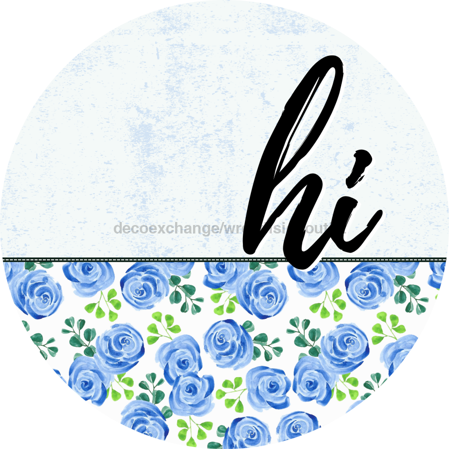 Blue Floral Door Hanger Dco-01566-Dh 18’ Round Wood