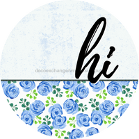 Thumbnail for Blue Floral Door Hanger Dco-01566-Dh 18’ Round Wood