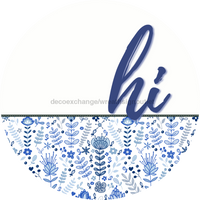 Thumbnail for Blue Floral Door Hanger Dco-01575-Dh 18’ Round Wood