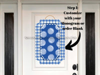 Thumbnail for Blue Last Name Initial Sign Welcome Custom Decoe-W-184-Dh For Wreath Round 22 Wood Cutout Door