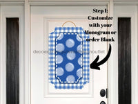 Thumbnail for Blue Last Name Initial Sign Welcome Custom Decoe-W-184-Dh For Wreath Round 22 Wood Cutout Door