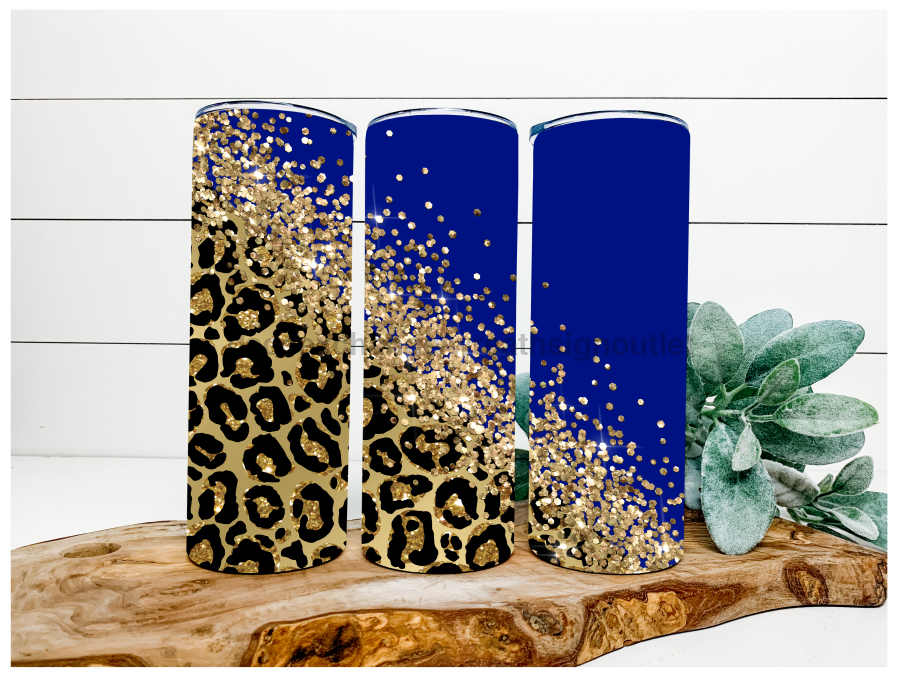 Blue Leopard Tumbler, 20 oz Skinny Tumbler - DECOETUMBLER-098