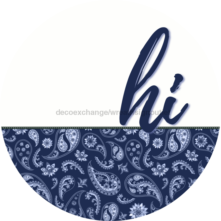 Blue Paisley Door Hanger Dco-01574-Dh 18’ Round Wood