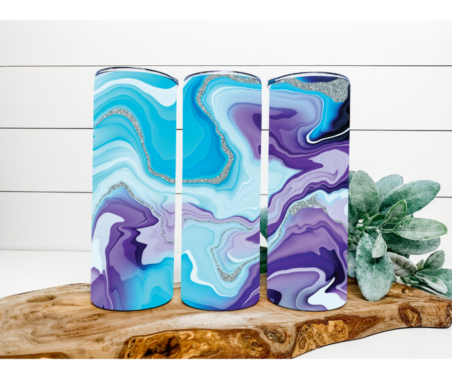 Blue Swirl Tumbler, 20 oz Skinny Tumbler - DECOETUMBLER-194