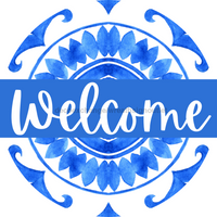 Thumbnail for Blue Welcome 18" Wood Door Hanger - DBJ-0419-DH