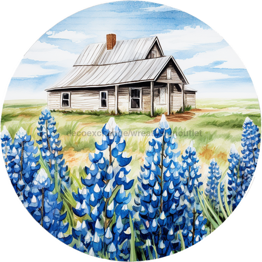 Bluebonnets Door Hanger, DCO-00855-DH, Sign For Wreath, 18" Round Door Hanger - DecoExchange®