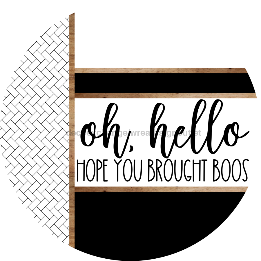 Boho Door Hanger, Hello Brought Boos Door Hanger, DCO-01852-DH, 18" Round Wood