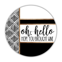 Thumbnail for Boho Door Hanger Hello Brought Wine Dco-01785-Dh 18’’ Round Wood