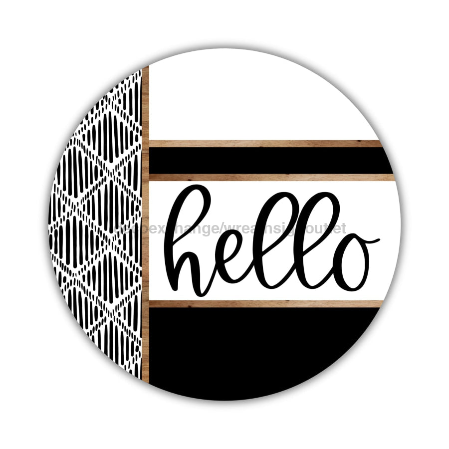 Boho Door Hanger Hello Dco-01776-Dh 18’’ Round Wood