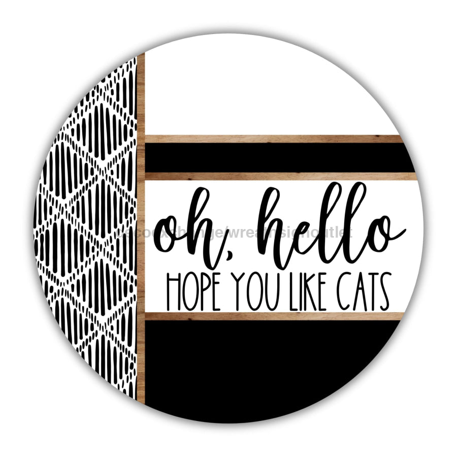 Boho Door Hanger Hello Like Cats Dco-01792-Dh 18’’ Round Wood