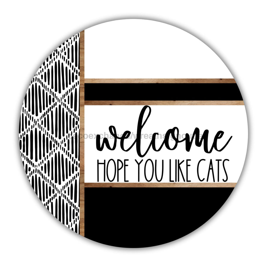 Boho Door Hanger Welcome Like Cats Dco-01791-Dh 18’’ Round Wood