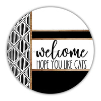 Thumbnail for Boho Door Hanger Welcome Like Cats Dco-01791-Dh 18’’ Round Wood