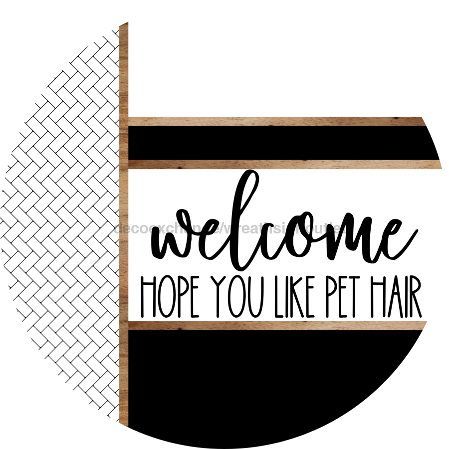 Boho Door Hanger, Welcome Pet Hair Door Hanger, DCO-01850-DH, 18" Round Wood