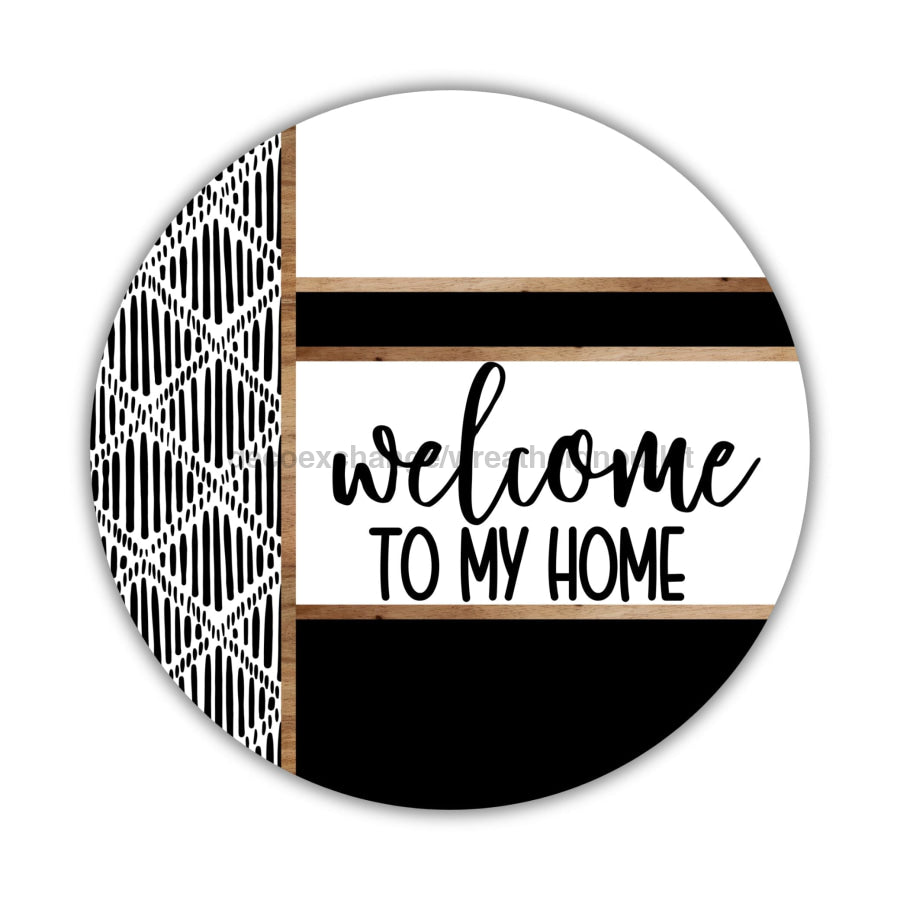 Boho Door Hanger Welcome To My Home Dco-01797-Dh 18’’ Round Wood