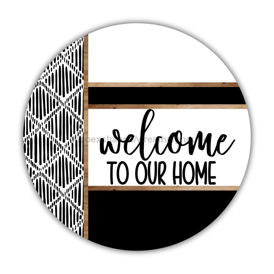 Boho Door Hanger Welcome To Our Home Dco-01780-Dh 18’’ Round Wood