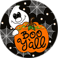 Thumbnail for Wreath Sign, Boo Y'all Ghost - Halloween - 10