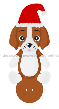 Thumbnail for Christmas Dog 13" Wood Bow Backer - BB-W-0010