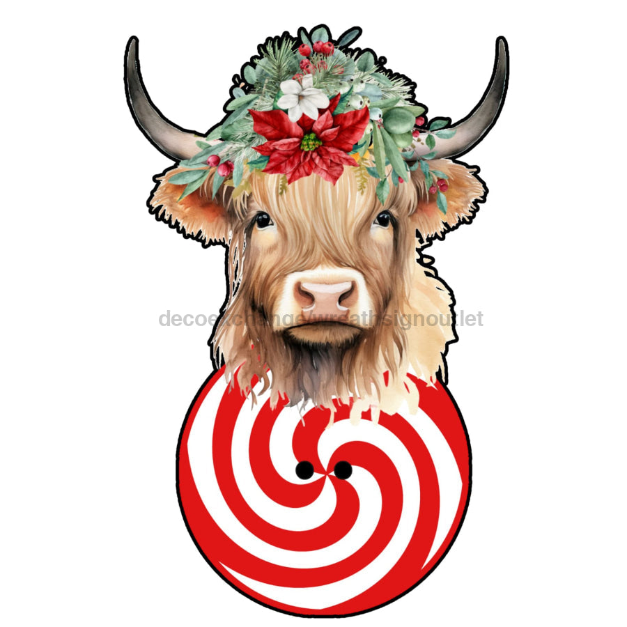 Highland Cow 13" Wood Bow Backer - BB-W-0032