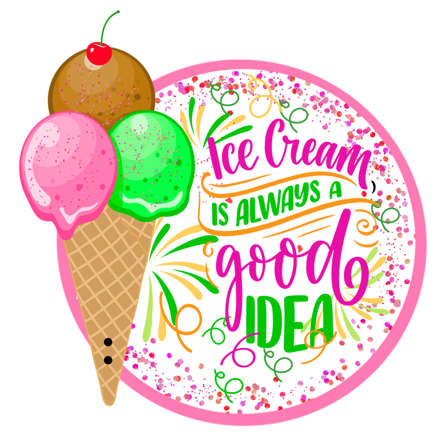 Ice Cream 13" Wood Bow Backer - BB-W-0121
