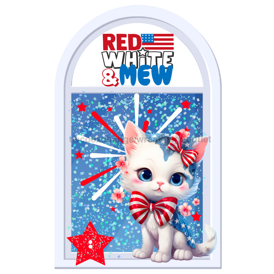 Patriotic Cat 13" Wood Bow Backer - BB-W-0103