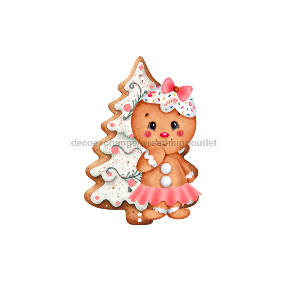 Bow Backer, Pink Gingerbread Bow Backer, wood sign, BB-W-0165, 13in wreath sign