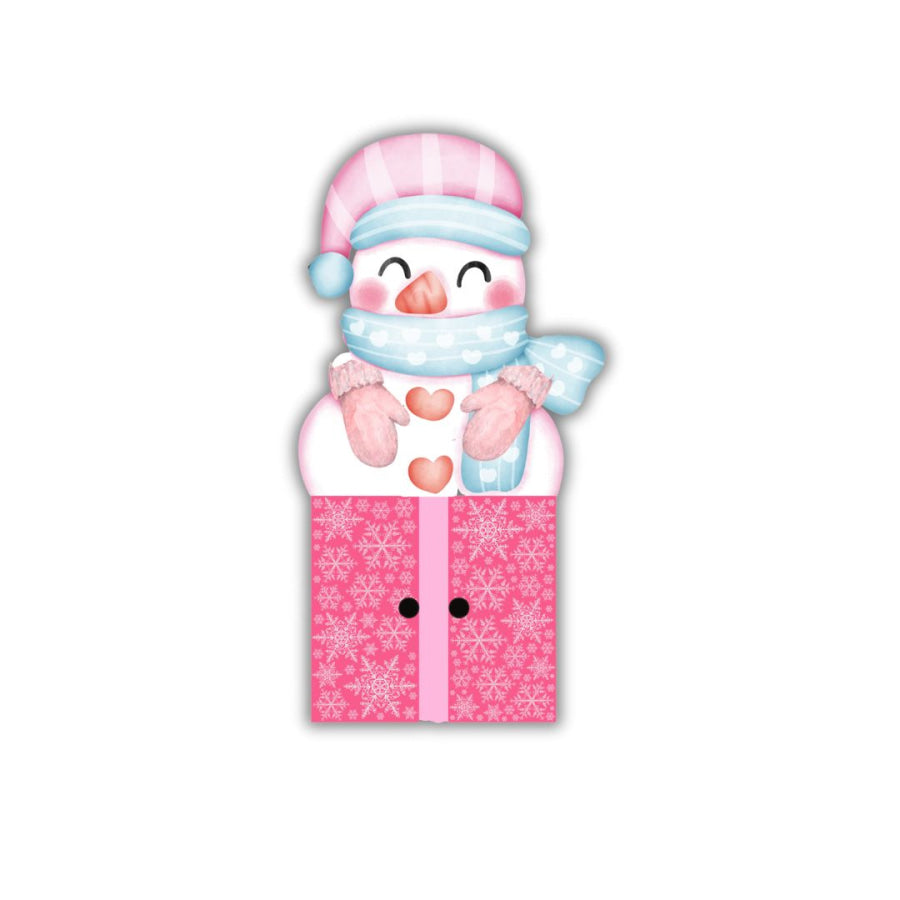 Snowman Present 13" Wood Bow Backer - BB-W-0005